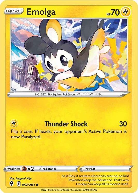 057/203 - Emolga Reverse Holo - Evolving Skies - Pokemon TCG