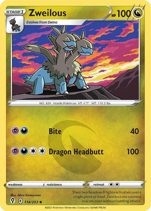 114/203 - Zweilous Reverse Holo - Evolving Skies - Pokemon TCG