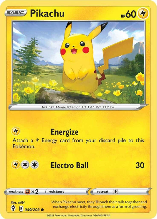 049/203 - Pikachu Reverse Holo - Evolving Skies - Pokemon TCG