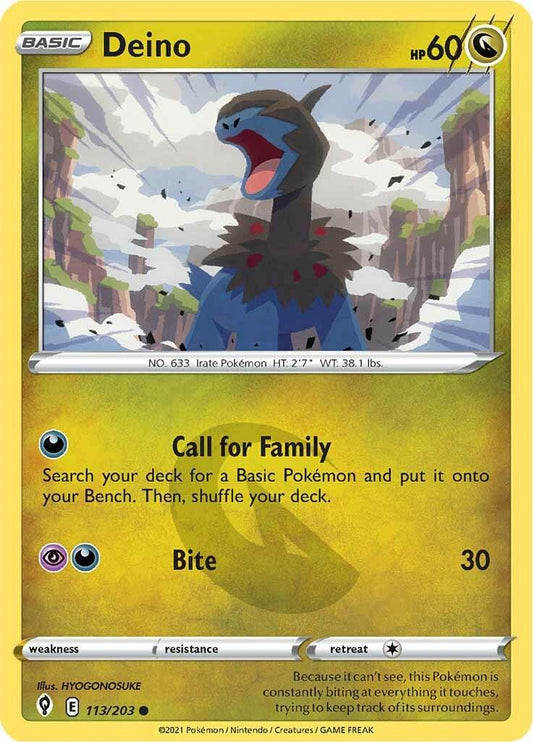 113/203 - Deino Reverse Holo - Evolving Skies - Pokemon TCG