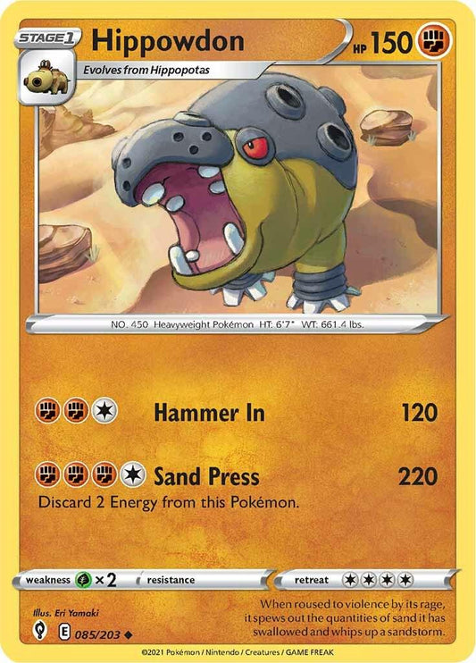 085/203 - Hippowdon Reverse Holo - Evolving Skies - Pokemon TCG