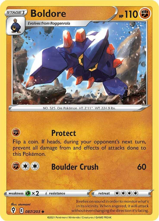 087/203 - Boldore Reverse Holo - Evolving Skies - Pokemon TCG