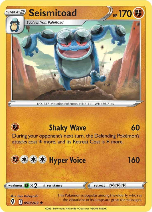 090/203 - Seismitoad Reverse Holo - Evolving Skies - Pokemon TCG