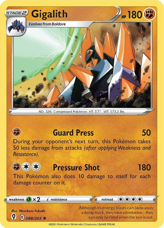 088/203 - Gigalith Reverse Holo - Evolving Skies - Pokemon TCG