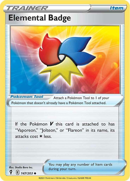 147/203 - Elemental Badge Reverse Holo - Evolving Skies - Pokemon TCG