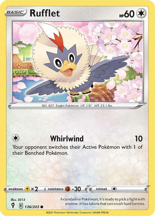 136/203 - Rufflet Reverse Holo - Evolving Skies - Pokemon TCG