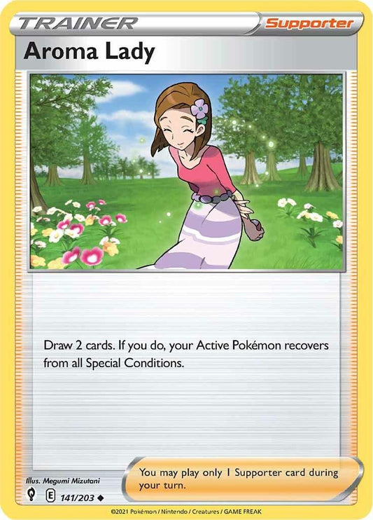 141/203 - Aroma Lady Reverse Holo - Evolving Skies - Pokemon TCG