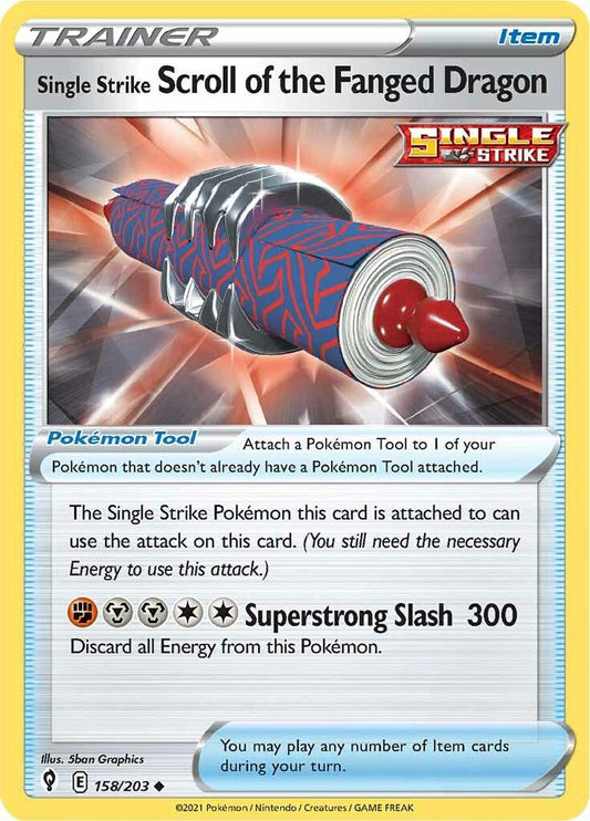 158/203 - Single Strike Scroll Of The Fanged Dragon Reverse Holo - Evolving Skies - Pokemon TCG