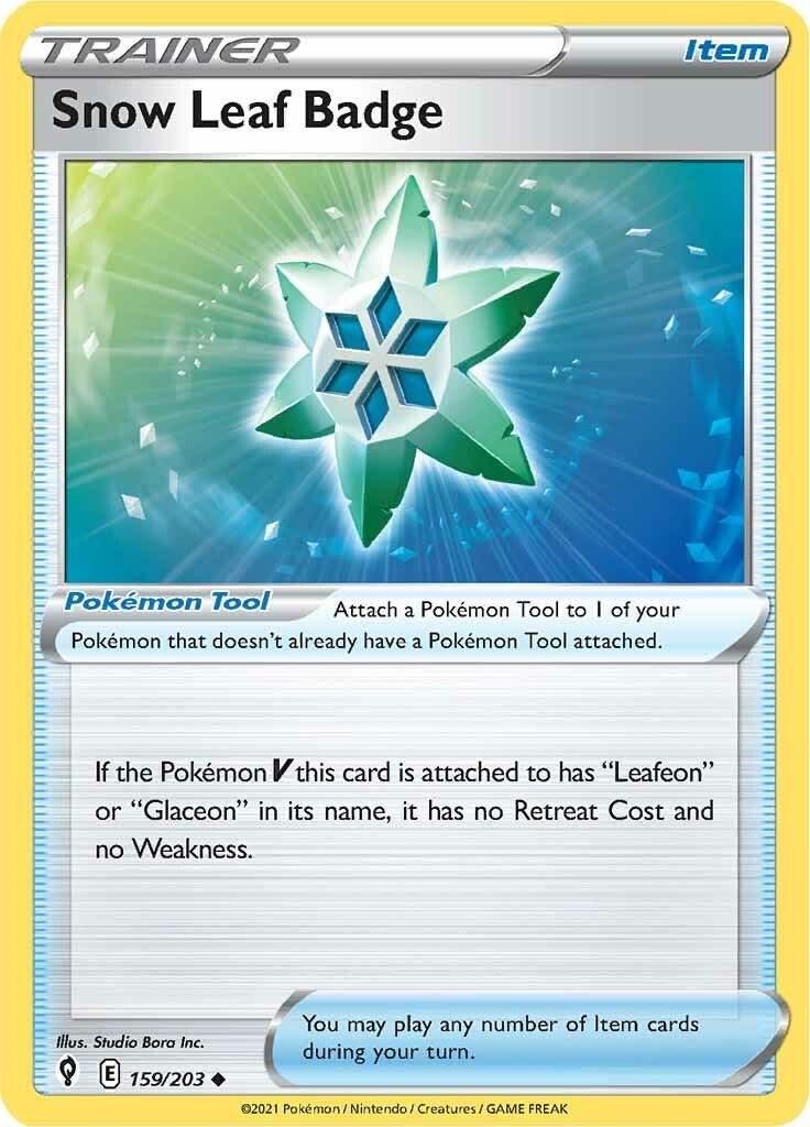 159/203 - Snow Leaf Badge Reverse Holo - Evolving Skies - Pokemon TCG