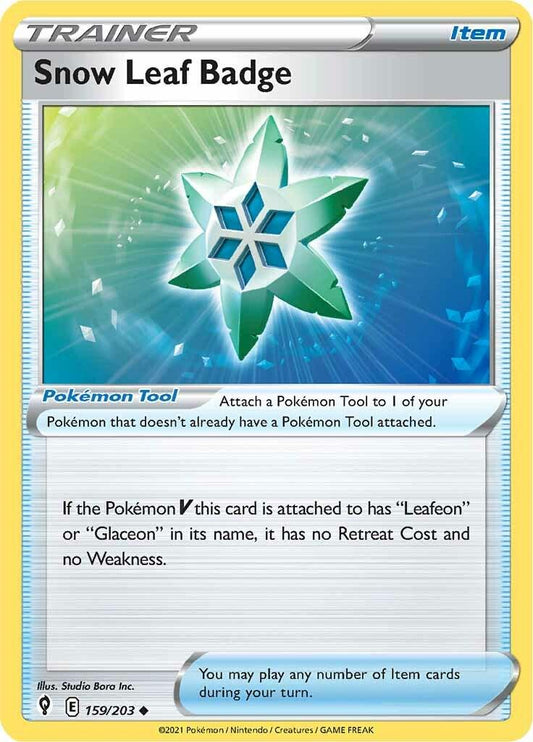 159/203 - Snow Leaf Badge Reverse Holo - Evolving Skies - Pokemon TCG