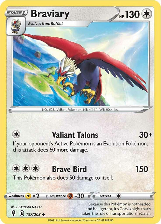 137/203 - Braviary Reverse Holo - Evolving Skies - Pokemon TCG