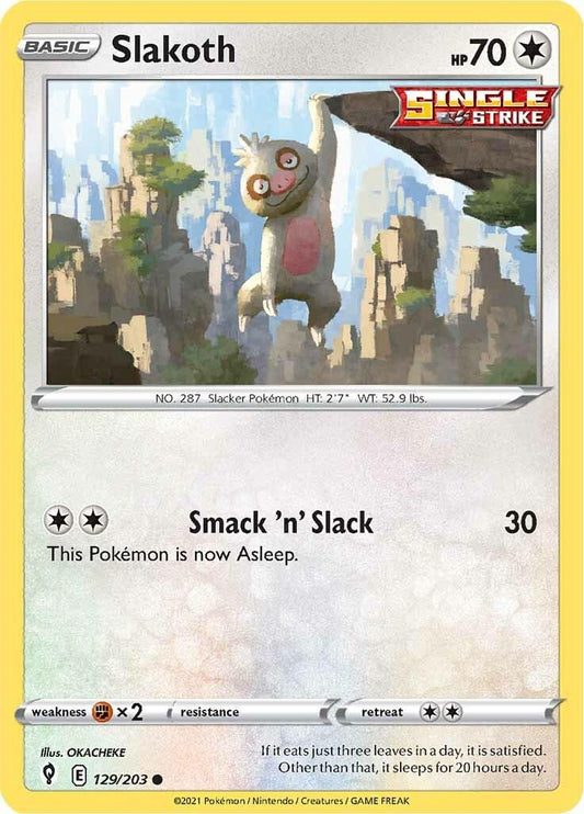 129/203 - Slakoth Reverse Holo - Evolving Skies - Pokemon TCG