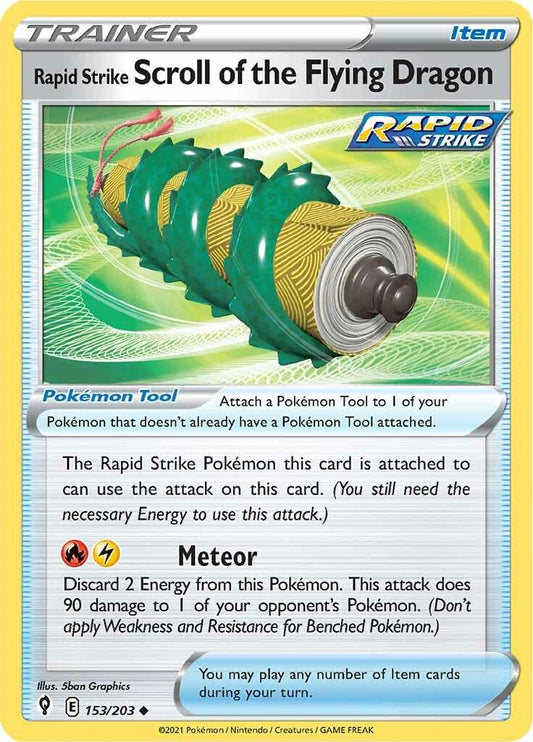 153/203 - Rapid Strike Scroll Of The Flying Dragon Reverse Holo - Evolving Skies - Pokemon TCG