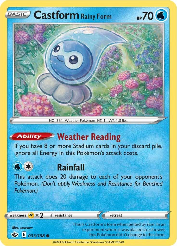 033/198 - Castform Rainy Form Reverse Holo - Chilling Reign - Pokemon TCG