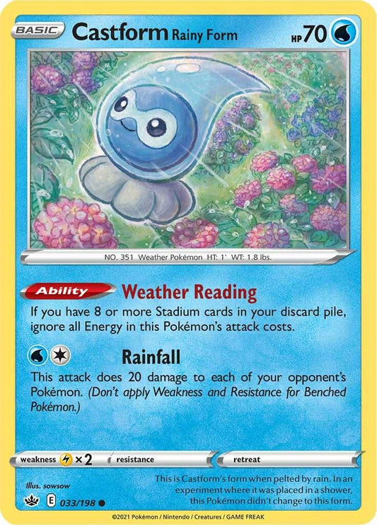 033/198 - Castform Rainy Form Reverse Holo - Chilling Reign - Pokemon TCG