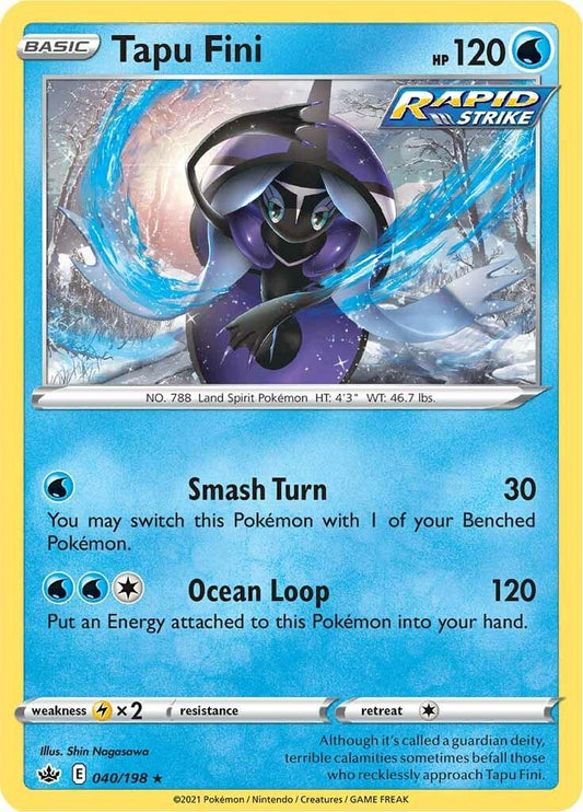 040/198 - Tapu Fini Reverse Holo - Chilling Reign - Pokemon TCG