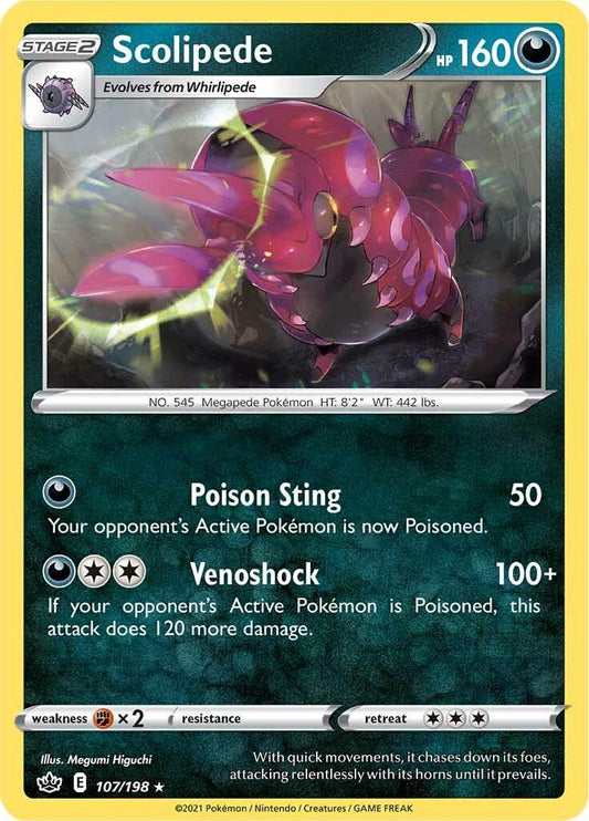 107/198 - Scolipede Reverse Holo - Chilling Reign - Pokemon TCG