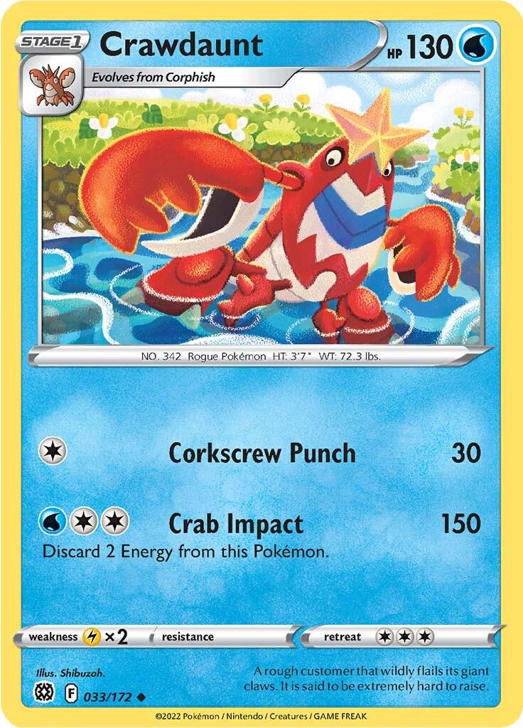 033/172 - Crawdaunt Reverse Holo - Brilliant Stars - Pokemon TCG