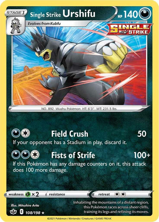 108/198 - Single Strike Urshifu Reverse Holo - Chilling Reign - Pokemon TCG