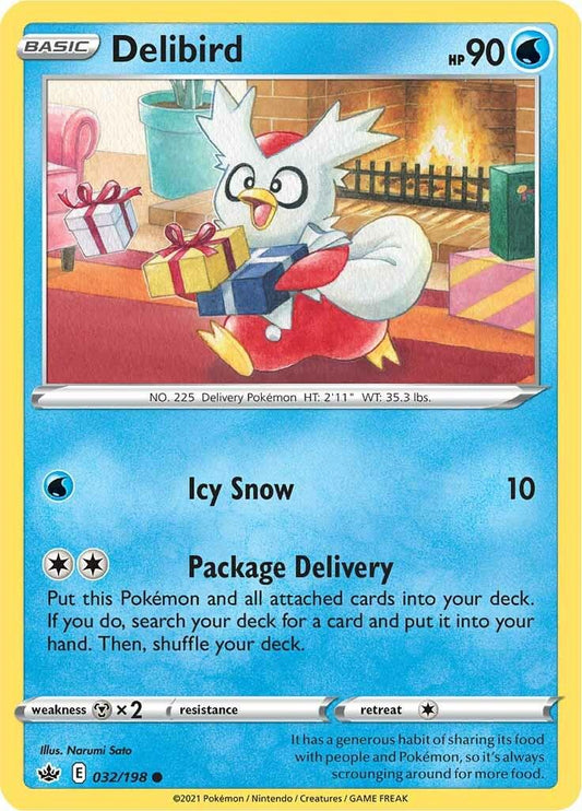 032/198 - Delibird Reverse Holo - Chilling Reign - Pokemon TCG