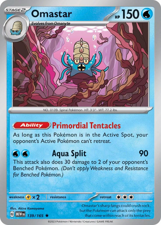 139/165 - Omastar Reverse Holo - 151 - Pokemon TCG
