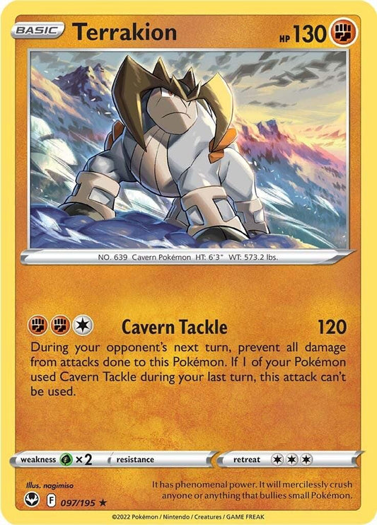097/195 - Terrakion Reverse Holo - Silver Tempest - Pokemon TCG