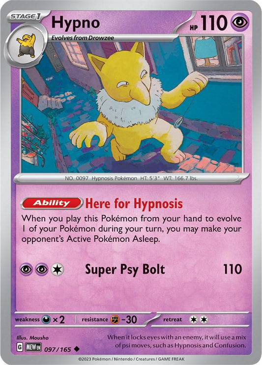 097/165 - Hypno Reverse Holo - 151 - Pokemon TCG