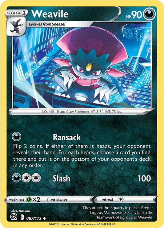 087/172 - Weavile Reverse Holo - Brilliant Stars - Pokemon TCG