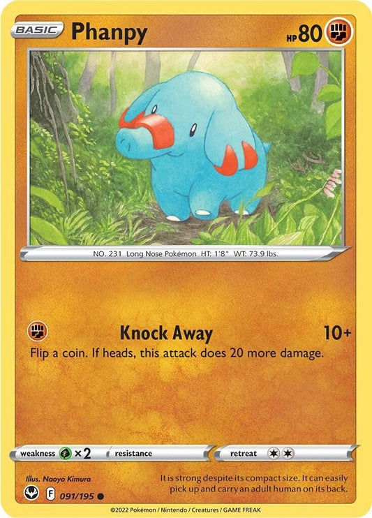 091/195 - Phanpy Reverse Holo - Silver Tempest - Pokemon TCG