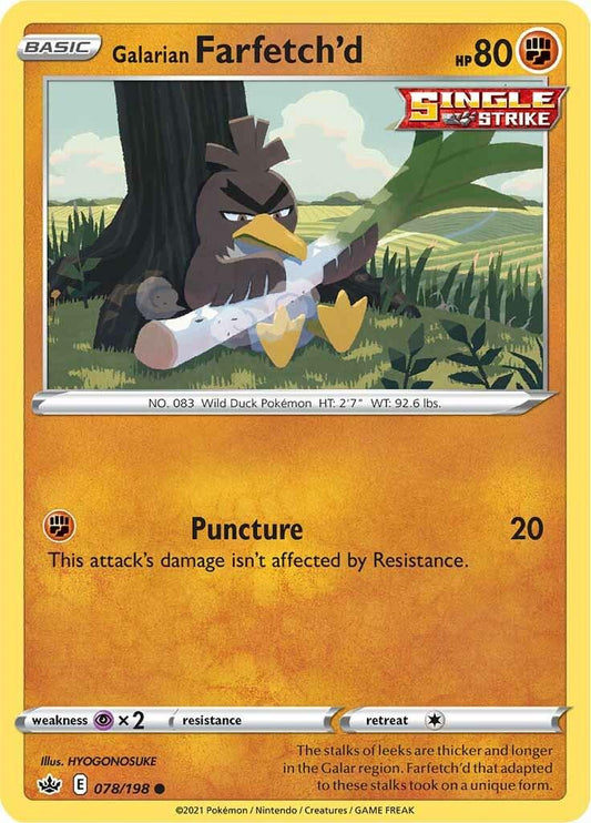078/198 - Galarian Farfetch'd Reverse Holo - Chilling Reign - Pokemon TCG