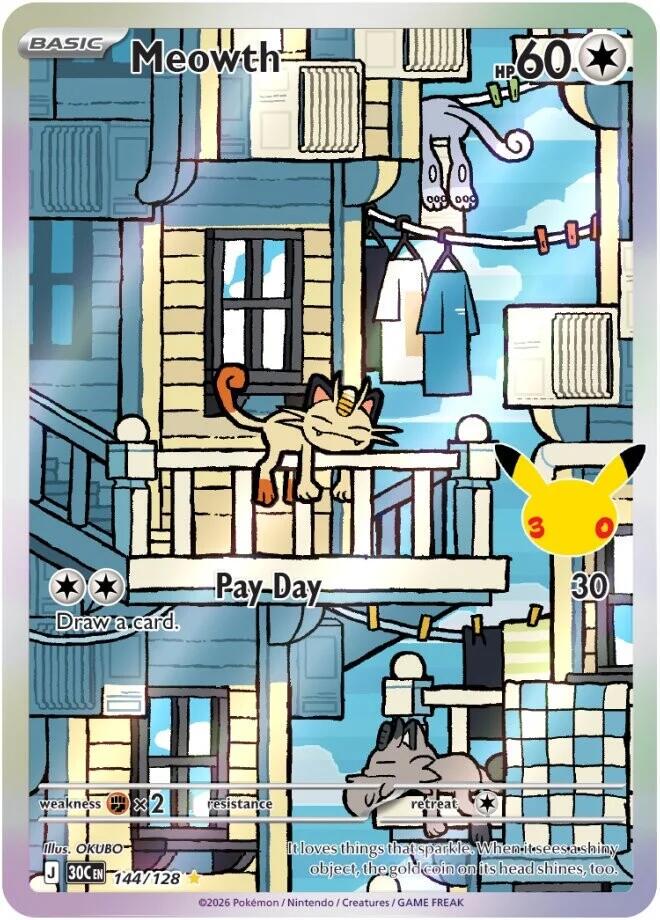 144/128 - Meowth - 30th Celebration - Pokemon TCG