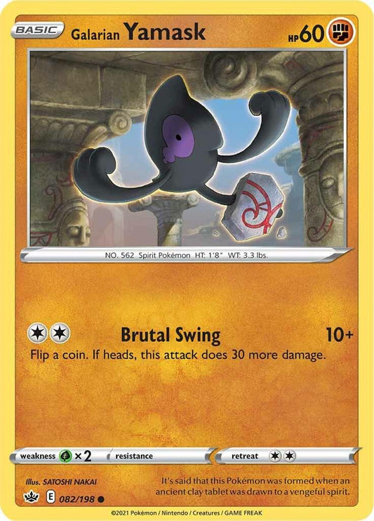 082/198 - Galarian Yamask Reverse Holo - Chilling Reign - Pokemon TCG