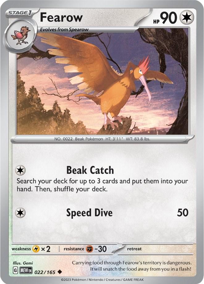 022/165 - Fearow Reverse Holo - 151 - Pokemon TCG