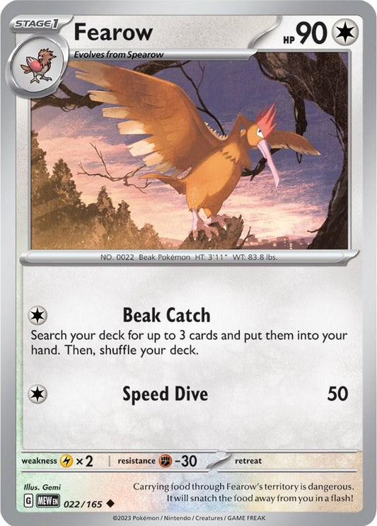022/165 - Fearow Reverse Holo - 151 - Pokemon TCG
