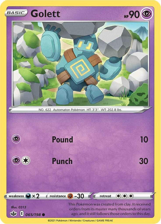 065/198 - Golett Reverse Holo - Chilling Reign - Pokemon TCG