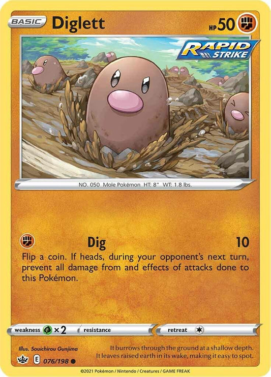 076/198 - Diglett Reverse Holo - Chilling Reign - Pokemon TCG