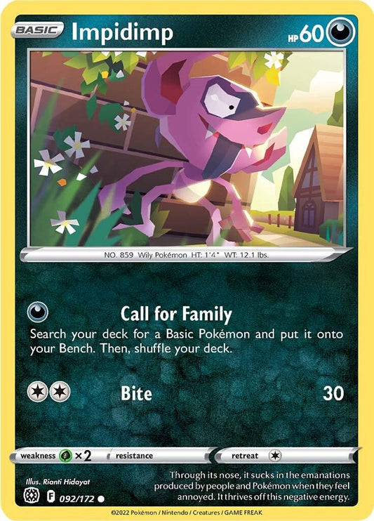 092/172 - Impidimp Reverse Holo - Brilliant Stars - Pokemon TCG