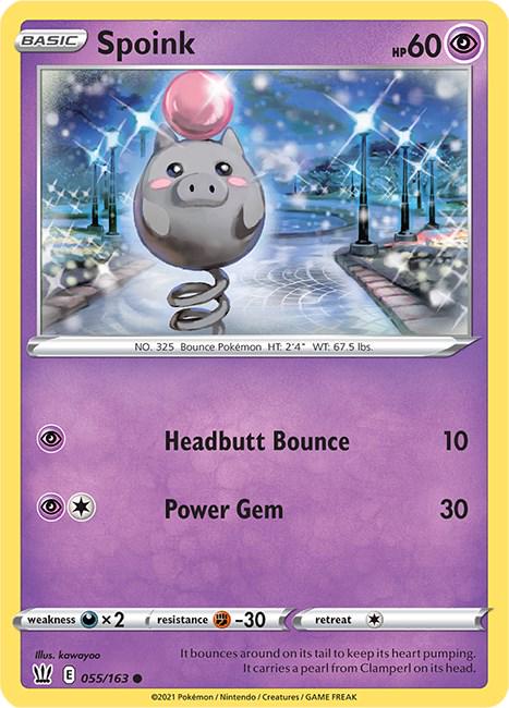 055/163 - Spoink Reverse Holo - Battle Styles - Pokemon TCG