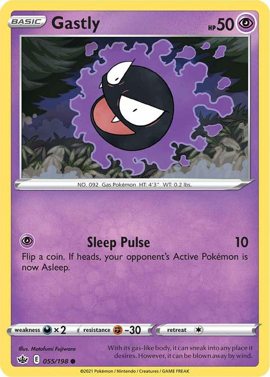 055/198 - Gastly Reverse Holo - Chilling Reign - Pokemon TCG