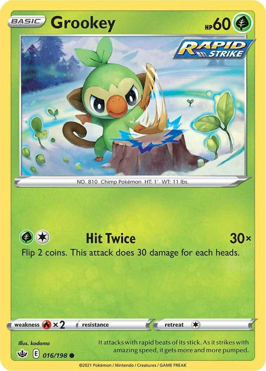 016/198 - Grookey Reverse Holo - Chilling Reign - Pokemon TCG