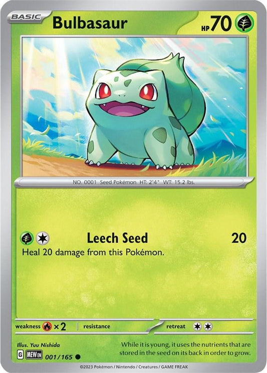 001/165 - Bulbasaur Reverse Holo - 151 - Pokemon TCG