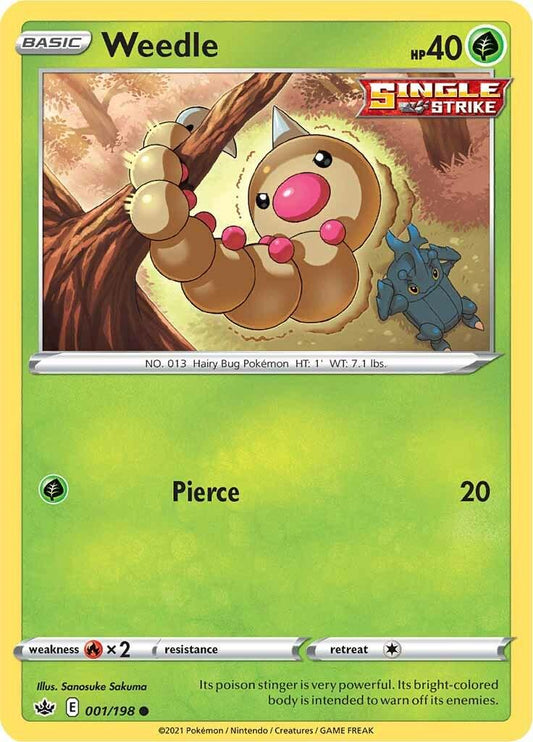 001/198 - Weedle Reverse Holo - Chilling Reign - Pokemon TCG