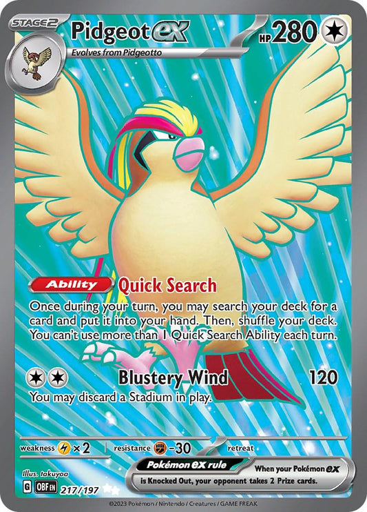 217/197 - Pidgeot Ex - Obsidian Flames - Pokemon TCG