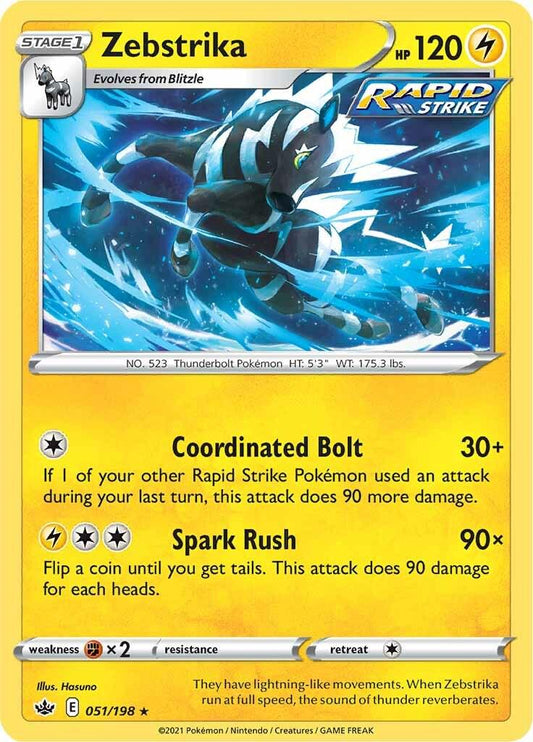 051/198 - Zebstrika Reverse Holo - Chilling Reign - Pokemon TCG
