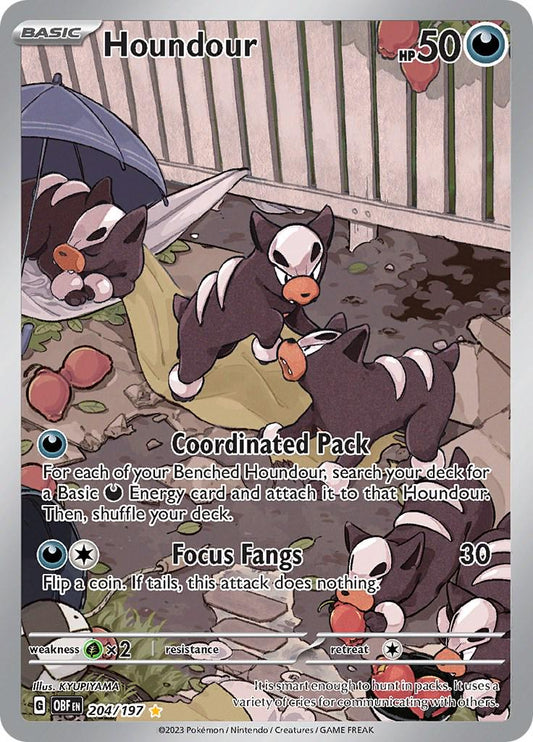 204/197 - Houndour Illustration Rare - Obsidian Flames - Pokemon TCG