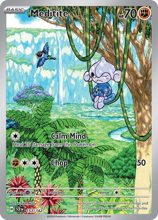 153/142 - Meditite Illustration Rare - Stellar Crown - Pokemon TCG