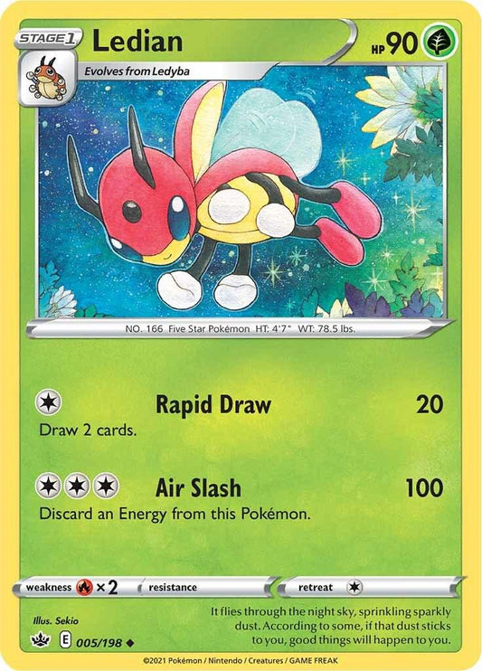 005/198 - Ledian Reverse Holo - Chilling Reign - Pokemon TCG