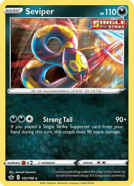 102/198 - Seviper Reverse Holo - Chilling Reign - Pokemon TCG