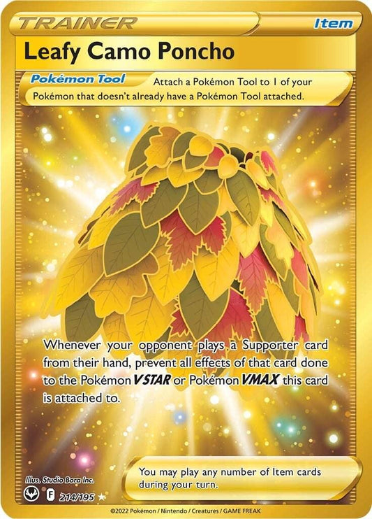 214/195 - Leafy Camo Poncho Gold - Silver Tempest - Pokemon TCG