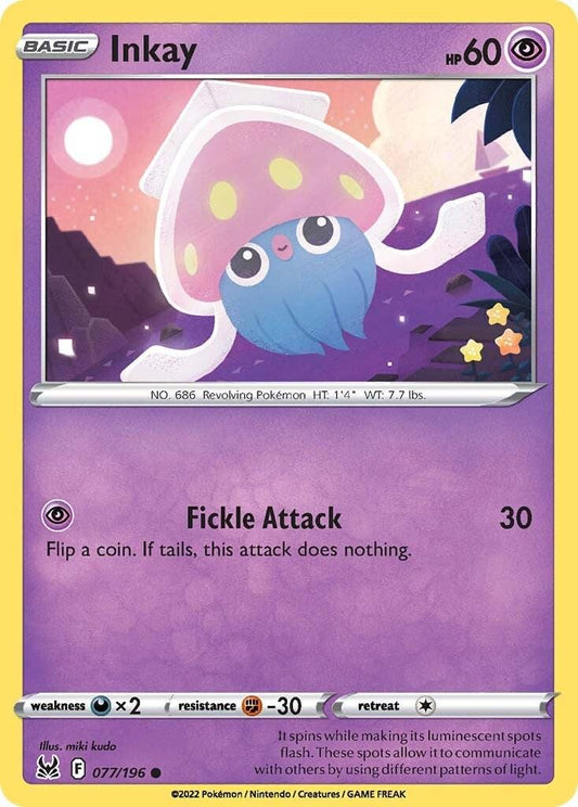 077/196 - Inkay Reverse Holo - Lost Origin - Pokemon TCG
